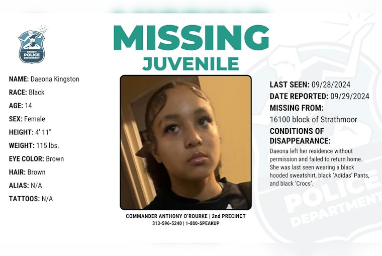 Detroit Police Launch Urgent Search for Missing 14-Year-Old Daeona Kingston