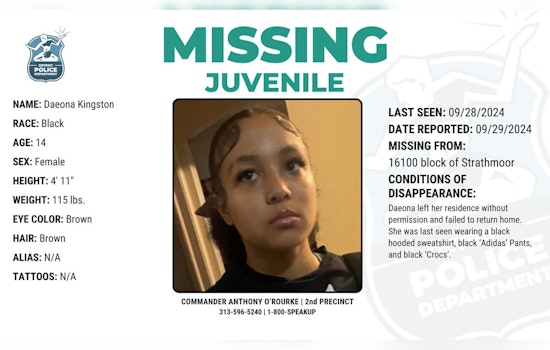 Detroit Police Launch Urgent Search for Missing 14-Year-Old Daeona Kingston