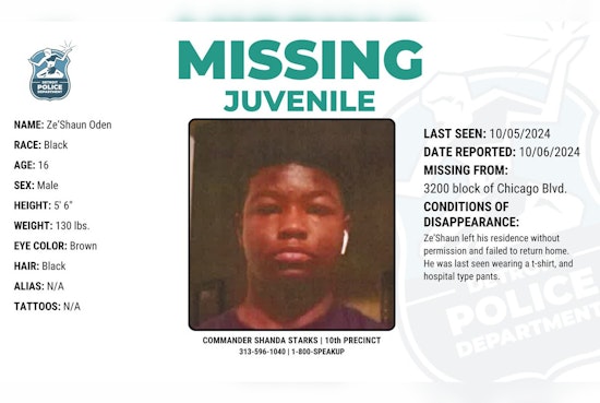 Detroit Police Seek Public's Help in Locating Missing Teen Ze'Shaun Oden