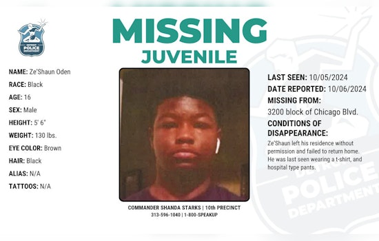 Detroit Police Seek Public's Help in Locating Missing Teen Ze'Shaun Oden