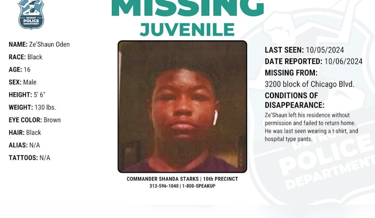 Detroit Police Seek Public's Help in Locating Missing Teen Ze'Shaun Oden