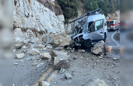 Driver Critically Injured as Rockslide Crushes Van on Highway 18 in San Bernardino County