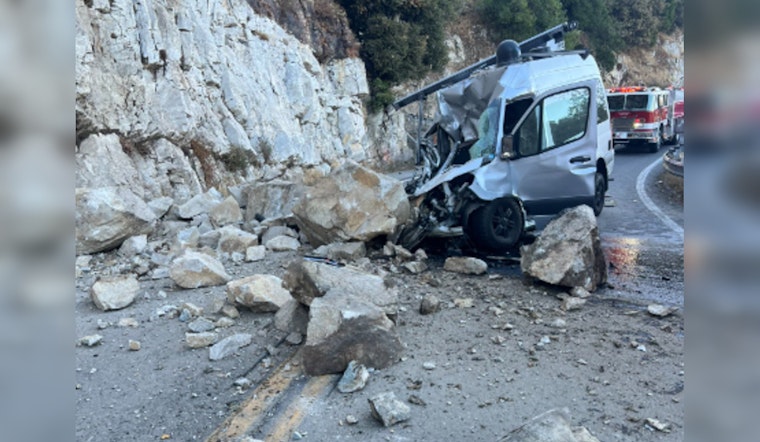 Driver Critically Injured as Rockslide Crushes Van on Highway 18 in San Bernardino County