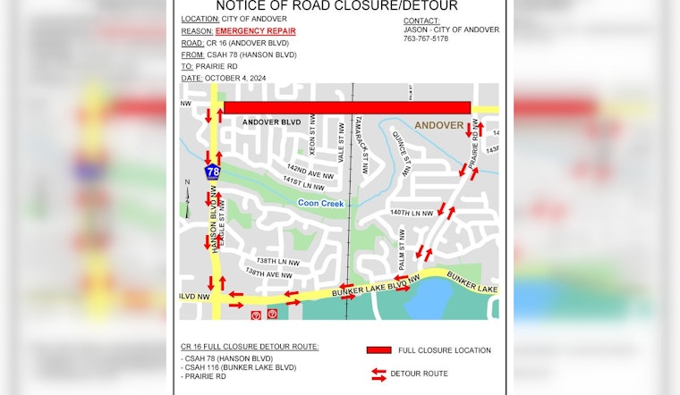 Emergency Sinkhole Repair Shuts Down CR 16, Detours in Place