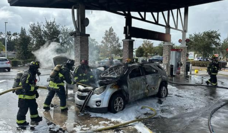 Fiery Collision at Orlando Gas Station Leaves One Seriously Injured, Firefighters Halt Blaze