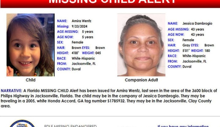 Florida Authorities Intensify Search for Missing 5-Year-Old Amira Wentz from Jacksonville