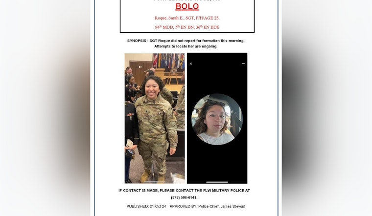 Fort Leonard Wood and Local Authorities Rally Community Support in Search for Missing Soldier Sgt. Sarah Roque
