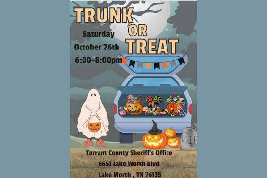 Fort Worth's Family-Friendly Trunk-or-Treat Hosted by Tarrant County Sheriff's Office Set for October 26th