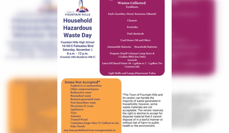 Fountain Hills Hosts Household Hazardous Waste Day for Local Residents to Dispose of Dangerous Materials Safely