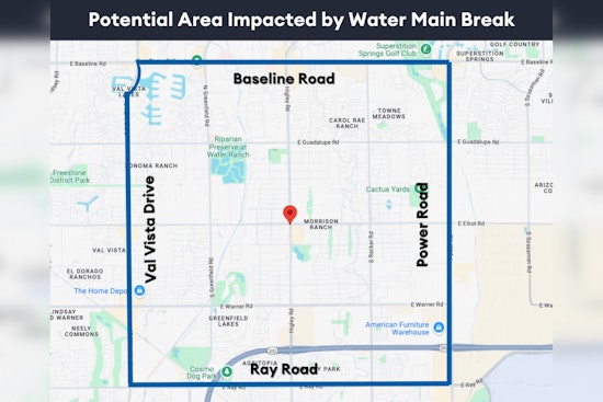 Gilbert's Higley and Elliot Roads Intersection Closed Due to Water Main Break, Traffic Diverted, Water Safe Despite Discoloration
