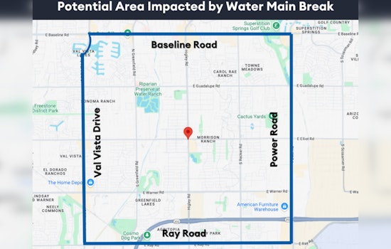Gilbert's Higley and Elliot Roads Intersection Closed Due to Water Main Break, Traffic Diverted, Water Safe Despite Discoloration