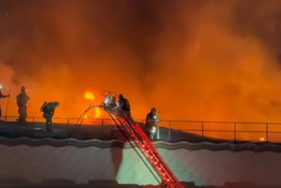 Historic Harris Building in Downtown San Bernardino Engulfed in Flames, Firefighters Rescue One