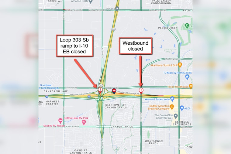 I-10 West Reopens at Sarival Ave in Arizona After Semi-Truck Accident, Loop 303 Ramp Still Closed