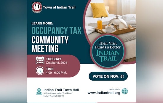 Indian Trail, NC Voters to Decide on 5% Occupancy Tax for Tourism Projects on Nov. 5 Ballot