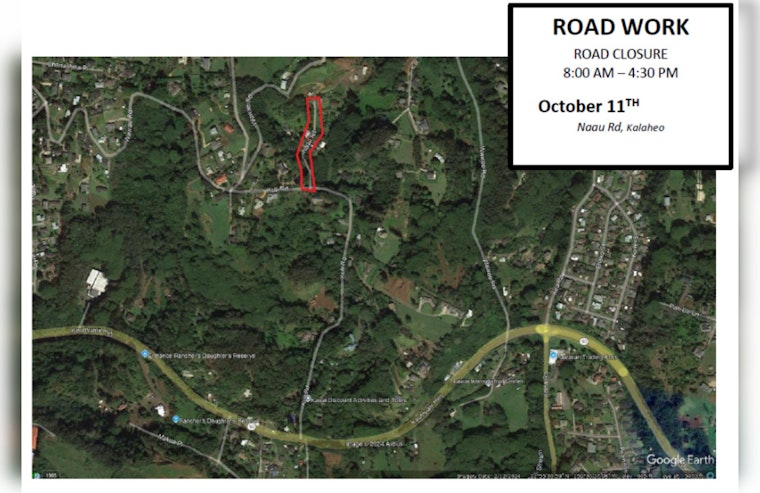 Kalāheo Prepares for Day-Long Na‘au Road Closure on Oct. 11 for Resurfacing Project