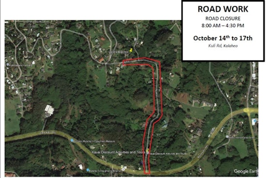 Kalāheo's Kuli Road Set for Scheduled Closure Oct 14-17 for Resurfacing, Disruptions Expected