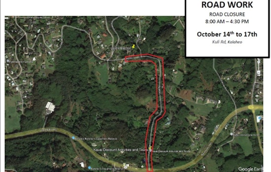 Kalāheo's Kuli Road Set for Scheduled Closure Oct 14-17 for Resurfacing, Disruptions Expected