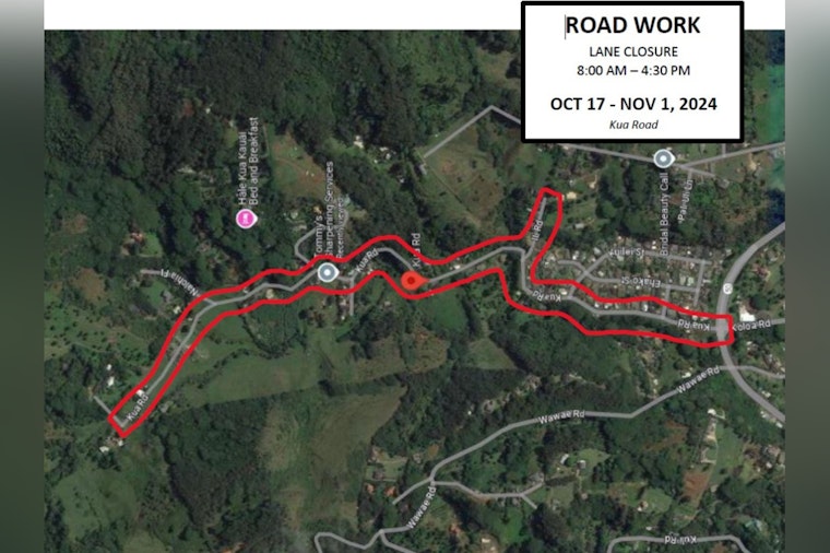 Kaua‘i Drivers Warning Kua Road in Lāwa‘i to Experience One-Lane Closure and Improvements Starting Oct. 17