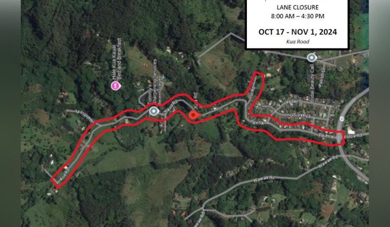 Kaua‘i Drivers Warning Kua Road in Lāwa‘i to Experience One-Lane Closure and Improvements Starting Oct. 17