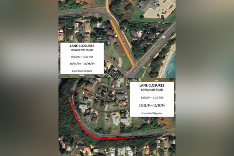 Kauai Drivers Alert: Weekday Lane Closures on Kawaihau Road for Guardrail Repairs Oct. 21-28