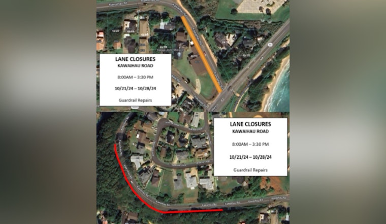 Kauai Drivers Alert: Weekday Lane Closures on Kawaihau Road for Guardrail Repairs Oct. 21-28