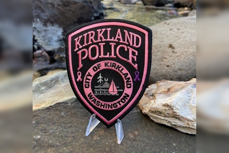 Kirkland Police Support Breast Cancer and Domestic Violence Awareness with Dual-Purpose Pink Patches