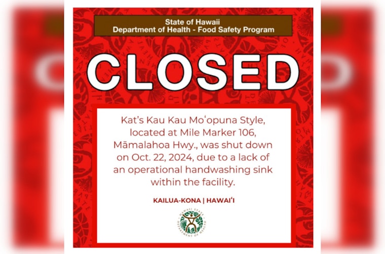 Kona Eatery Kat’s Kau Kau Moʻopuna Style Closed by Hawai‘i Health Authorities for Sanitation Violations