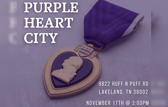 Lakeland, TN Honored with Purple Heart City Designation, Ceremony and Flag Retirement Planned