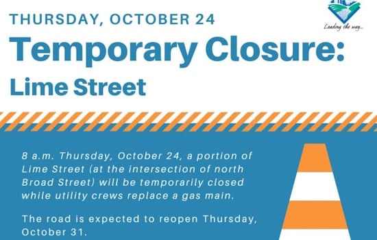 Lime Street Closure at North Broad Street for Gas Main Replacement Starting October 24