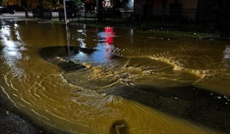 Major Water Main Break in East Cleveland Causes Road Closures and Traffic Disruption Near Euclid and Shaw