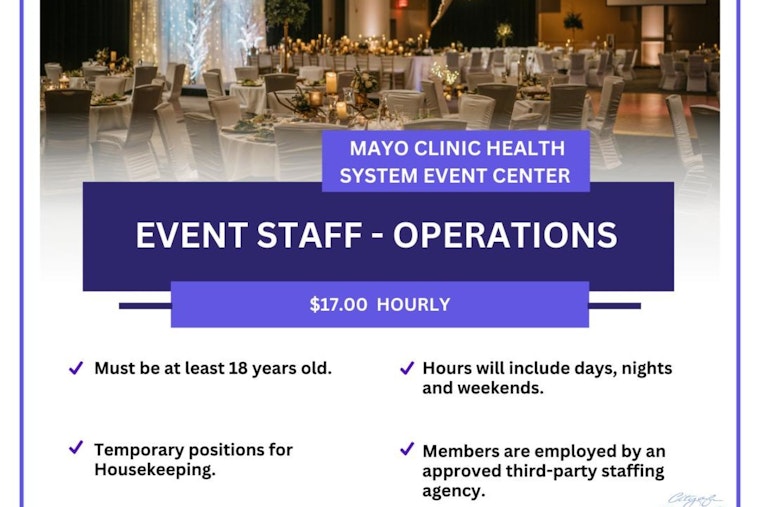 Mankato's Mayo Clinic Health System Event Center Seeks Part-Time Housekeepers for Upcoming Events