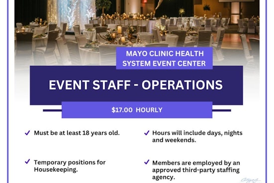 Mankato's Mayo Clinic Health System Event Center Seeks Part-Time Housekeepers for Upcoming Events