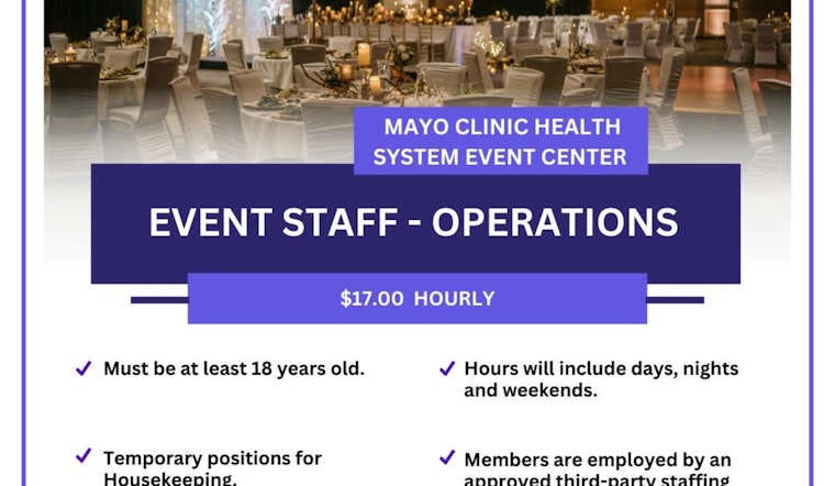 Mankato's Mayo Clinic Health System Event Center Seeks Part-Time Housekeepers for Upcoming Events