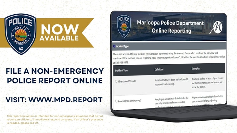 Maricopa Police Introduce Online Reporting System for Non-Emergencies to Boost Efficiency