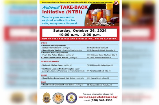 Maui Police Department Hosts Medication Take-Back Initiative in Wailuku for Safe Disposal