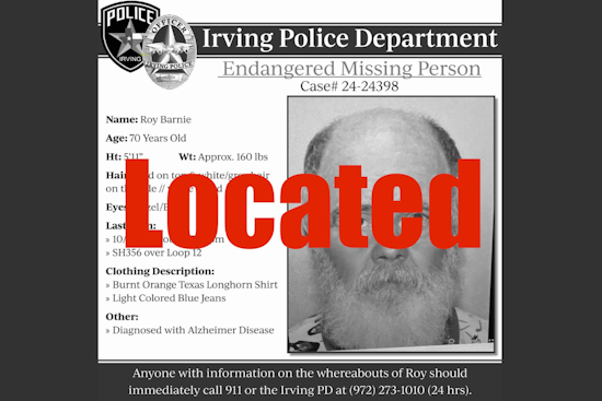 Missing Irving Man Roy Barnie Found Safe and Reunited with Family, Police Express Gratitude to Community