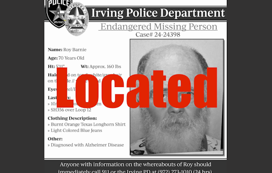 Missing Irving Man Roy Barnie Found Safe and Reunited with Family, Police Express Gratitude to Community