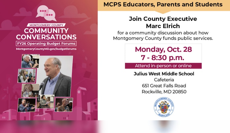 Montgomery County Executive Marc Elrich Hosts Community Engagement Sessions for Fiscal Year 2026 Budget Planning