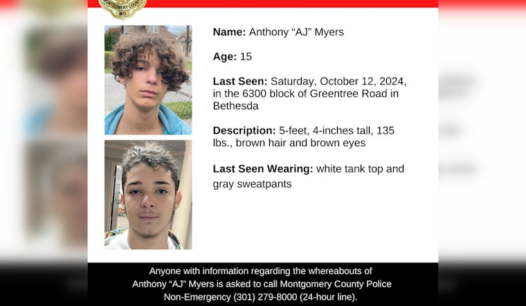 Montgomery County Police Intensify Search for Missing 15-Year-Old Anthony "AJ" Myers, Public Asked for Help