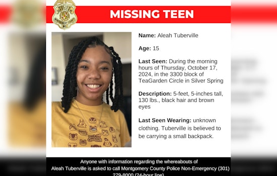 Montgomery County Police Seek Public's Assistance in Locating Missing 15-Year-Old Aleah Tuberville