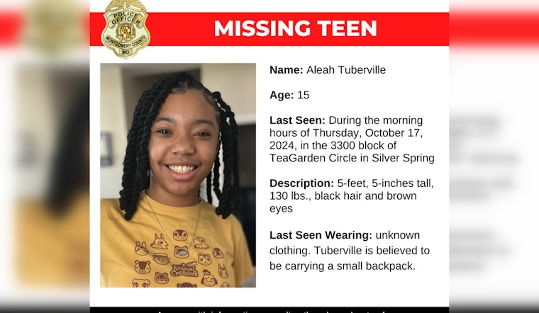 Montgomery County Police Seek Public's Assistance in Locating Missing 15-Year-Old Aleah Tuberville
