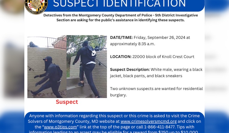 Montgomery County Police Seek Suspects in Knoll Crest Court Home Burglary, Community Urged to Aid in Investigation