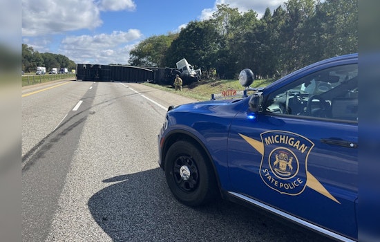 No Injuries Reported After Semi-Truck Overturns on I-94 in Calhoun County, Causes Road Closure Near Battle Creek