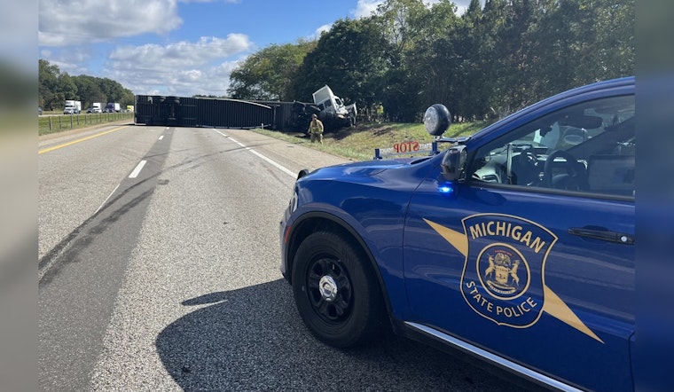 No Injuries Reported After Semi-Truck Overturns on I-94 in Calhoun County, Causes Road Closure Near Battle Creek