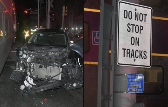 No Injuries Reported After Train Hits Car on Tracks in Kingston, Driver Cited