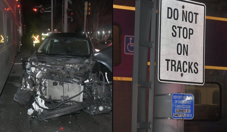 No Injuries Reported After Train Hits Car on Tracks in Kingston, Driver Cited