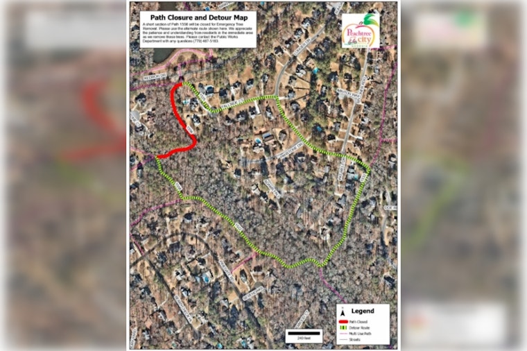 Peachtree City Announces Temporary Closure of Path 1556 for Emergency Tree Work, Line Creek Nature Trail Bridge Repairs Underway