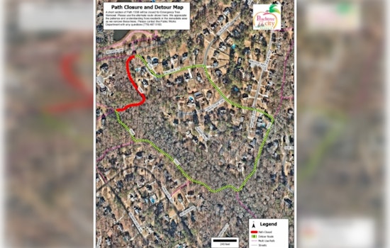 Peachtree City Announces Temporary Closure of Path 1556 for Emergency Tree Work, Line Creek Nature Trail Bridge Repairs Underway