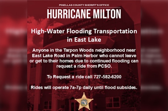 Pinellas County Sheriff’s Office Provides Lifeline with High-Water Transport in Palm Harbor's Flooded Tarpon Woods Neighborhood
