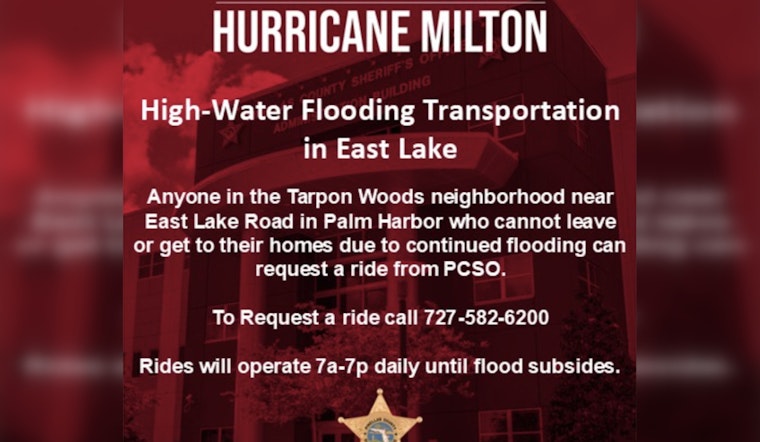 Pinellas County Sheriff’s Office Provides Lifeline with High-Water Transport in Palm Harbor's Flooded Tarpon Woods Neighborhood